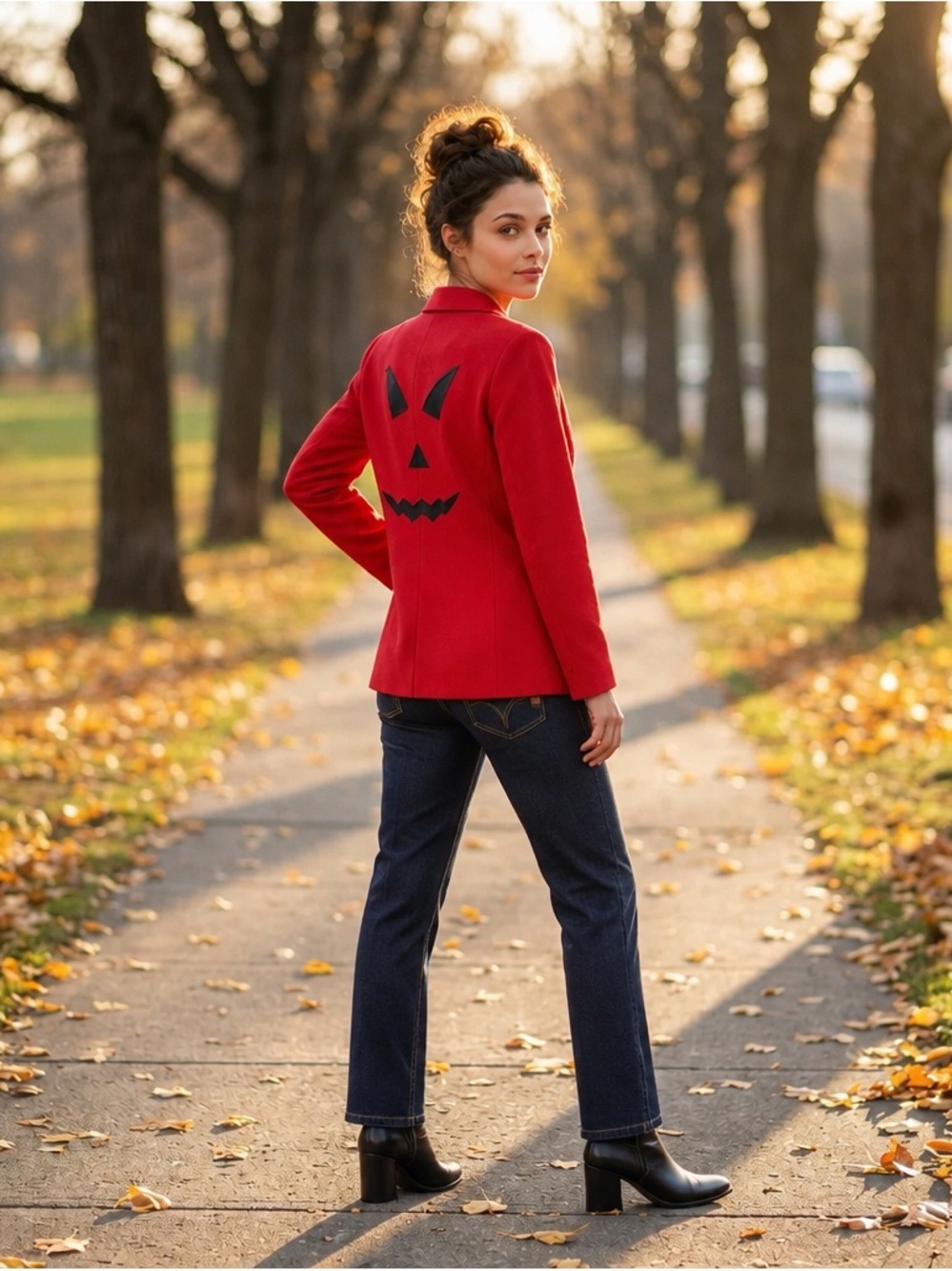 REPEAT The Shirt Red Halloween Jack-O'-Lantern Jacket Size 42 L